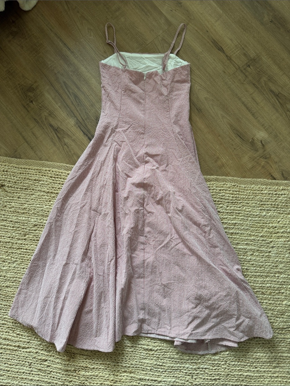 Stitch and Feather Spaghetti Strap Pink Gingham Maxi Dress - Picture 5 of 5